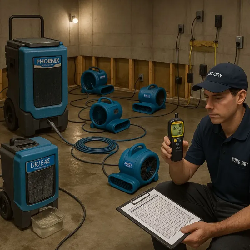 Structural Drying and Dehumidification process in South Gate, MD
